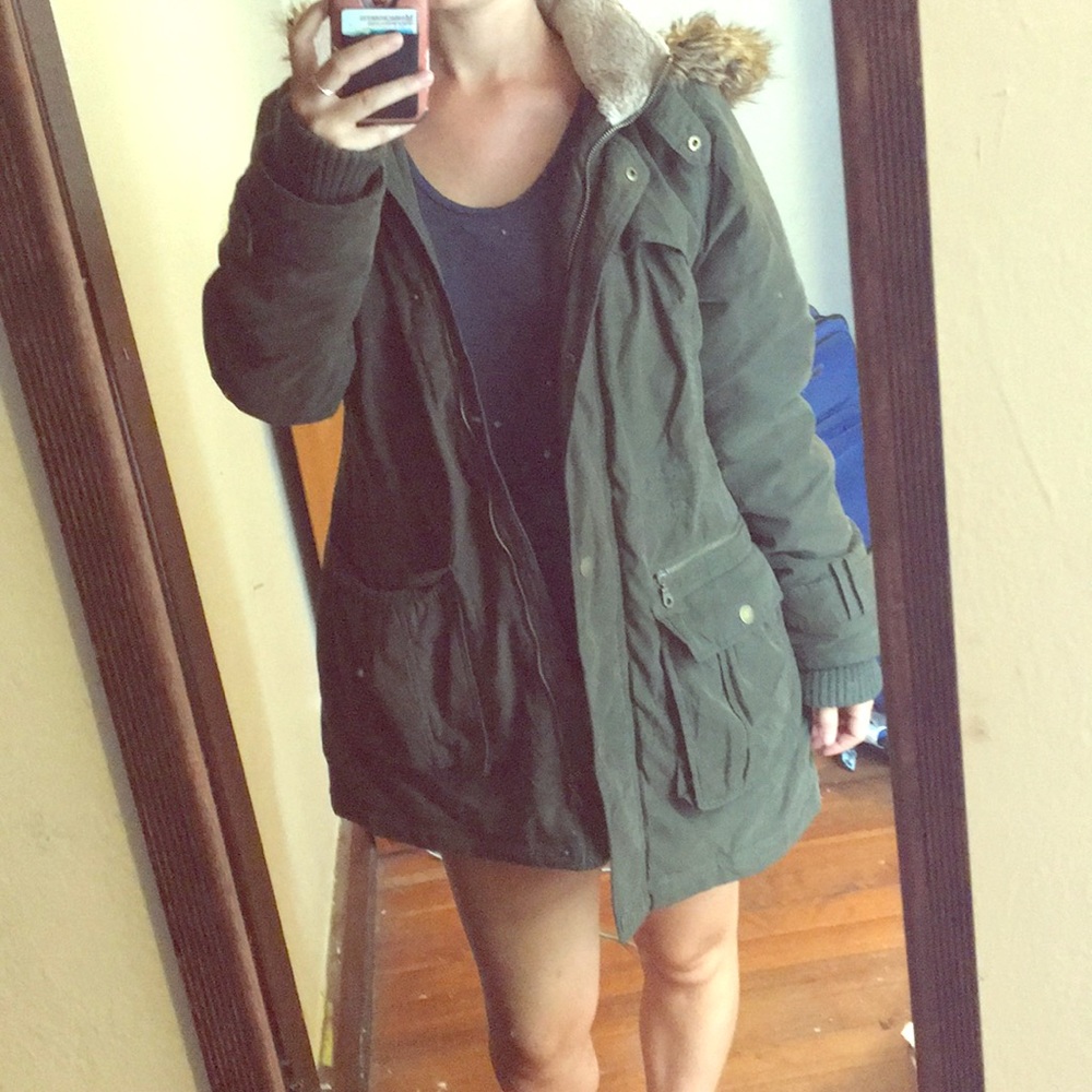 Large army green DKNY winter coat